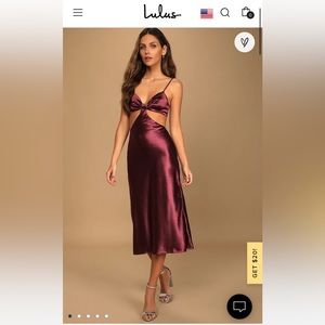 Lulus Need My Love Plum Midi Satin Dress NWT